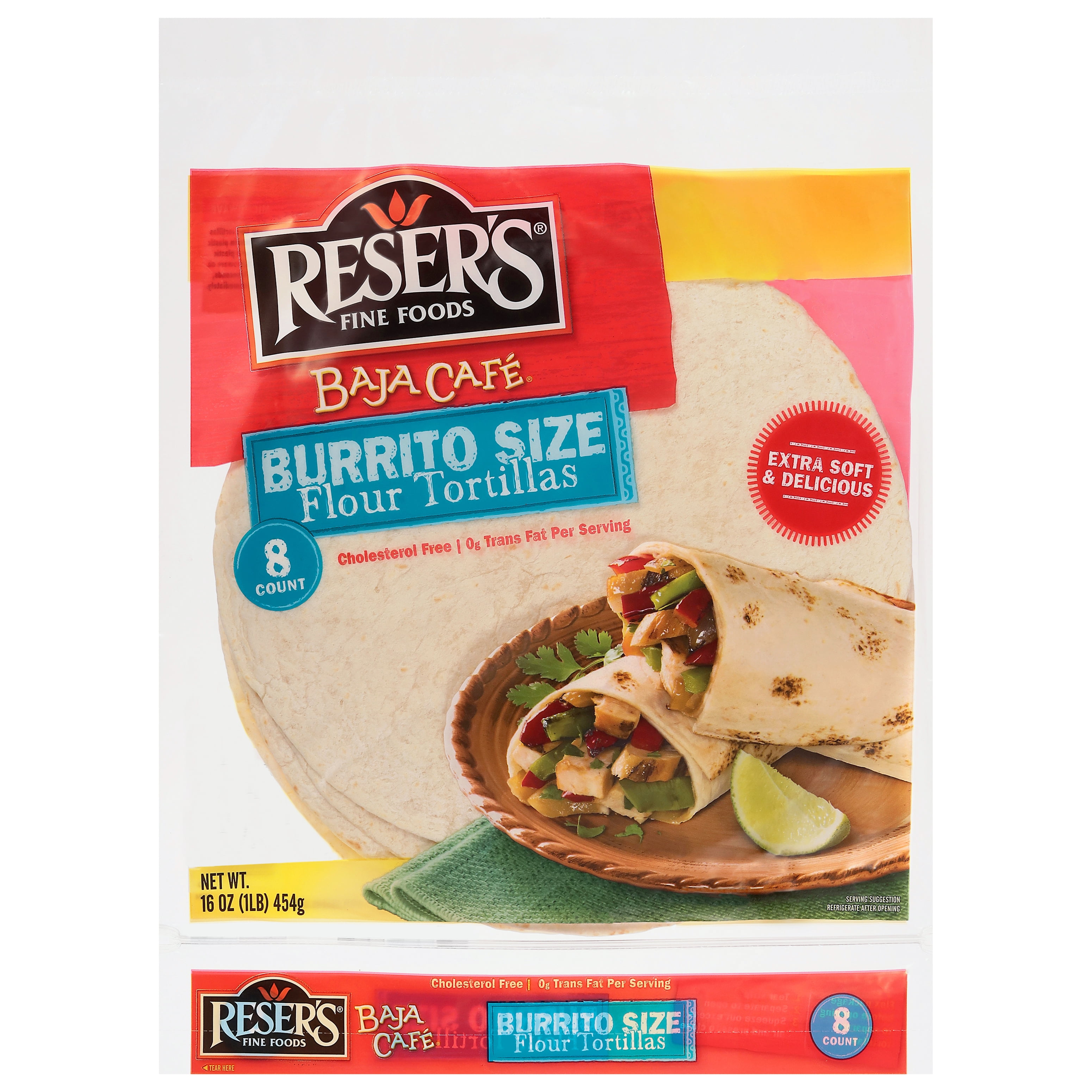 RESERS BAJA CAFÉ BURRITO FLOUR TORTILA 10", 16 oz, 8 COUNT