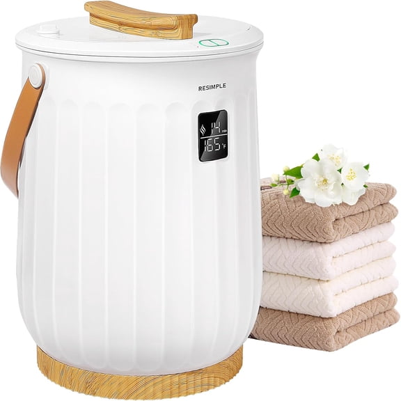 RESIMPLE Hot Towelfor Bathroom Luxury Bucket Towel Heater, 20L Large Capacity Spa Blankets Warmers, Safety Lock Design, 5 Fragrance Discs, Auto Shut Off, Fit up to Two 40"X70" Oversized Towels