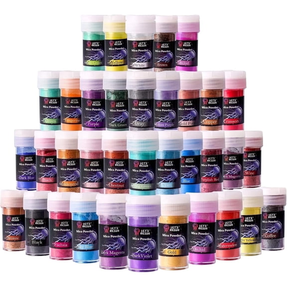 LET'S RESIN 36 Colors Mica Powder, Diy Mica Pigment Powder for Epoxy Resin/UV Resin, Natural Colorant Dye for Soap/Candle Making, Nail Polish, Slime