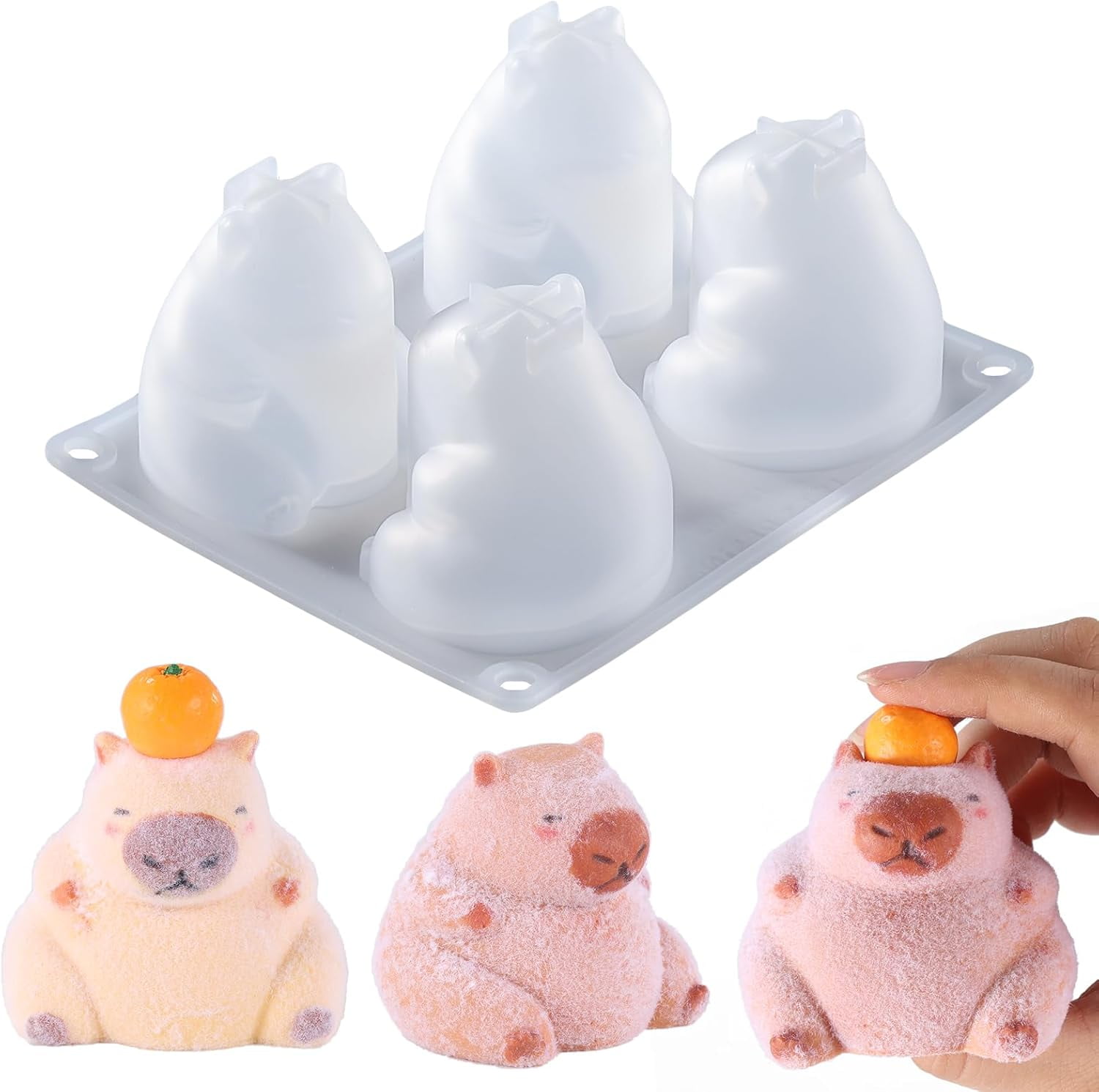 LET'S RESIN 4 Pcs Capybara Silicone Molds for Taba Squishy, Resin Casting, Effortless Demolding Molds for Stress Relief DIY Decompression Gift Home Decor