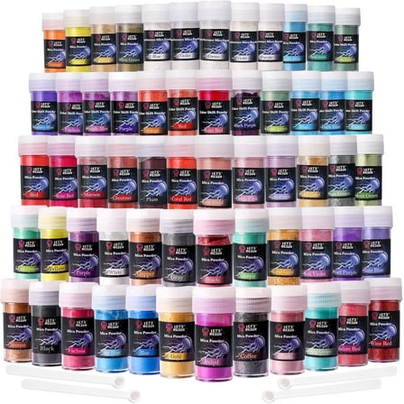LET'S RESIN 60 Colors Mica Powder,Natural Pearlescent Pigment Powder for Epoxy Resin/UV Resin for Candle Making, Resin Dye, Painting, Bath Bombs, Art Crafts