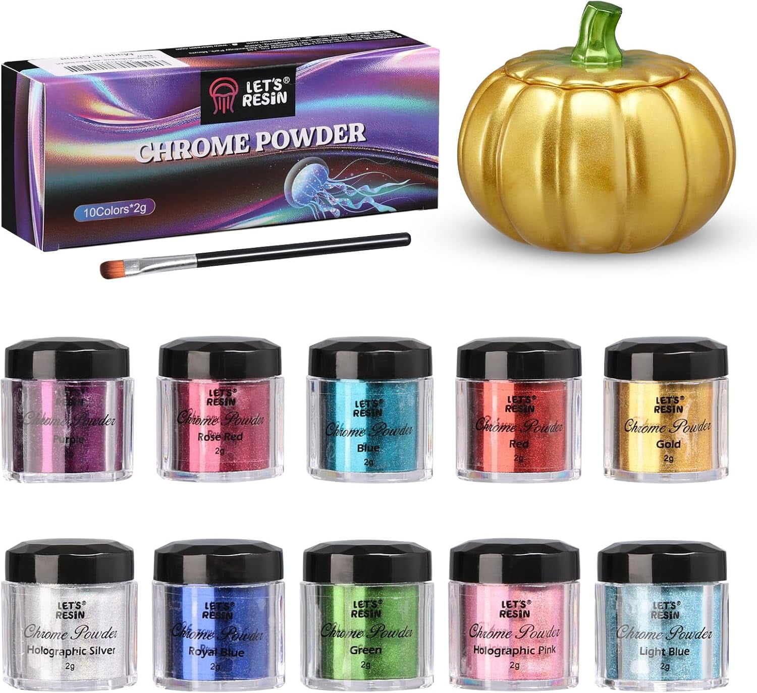 LET'S RESIN Chrome Powder,10 Colors Metallic Mirror Effect Chrome ...