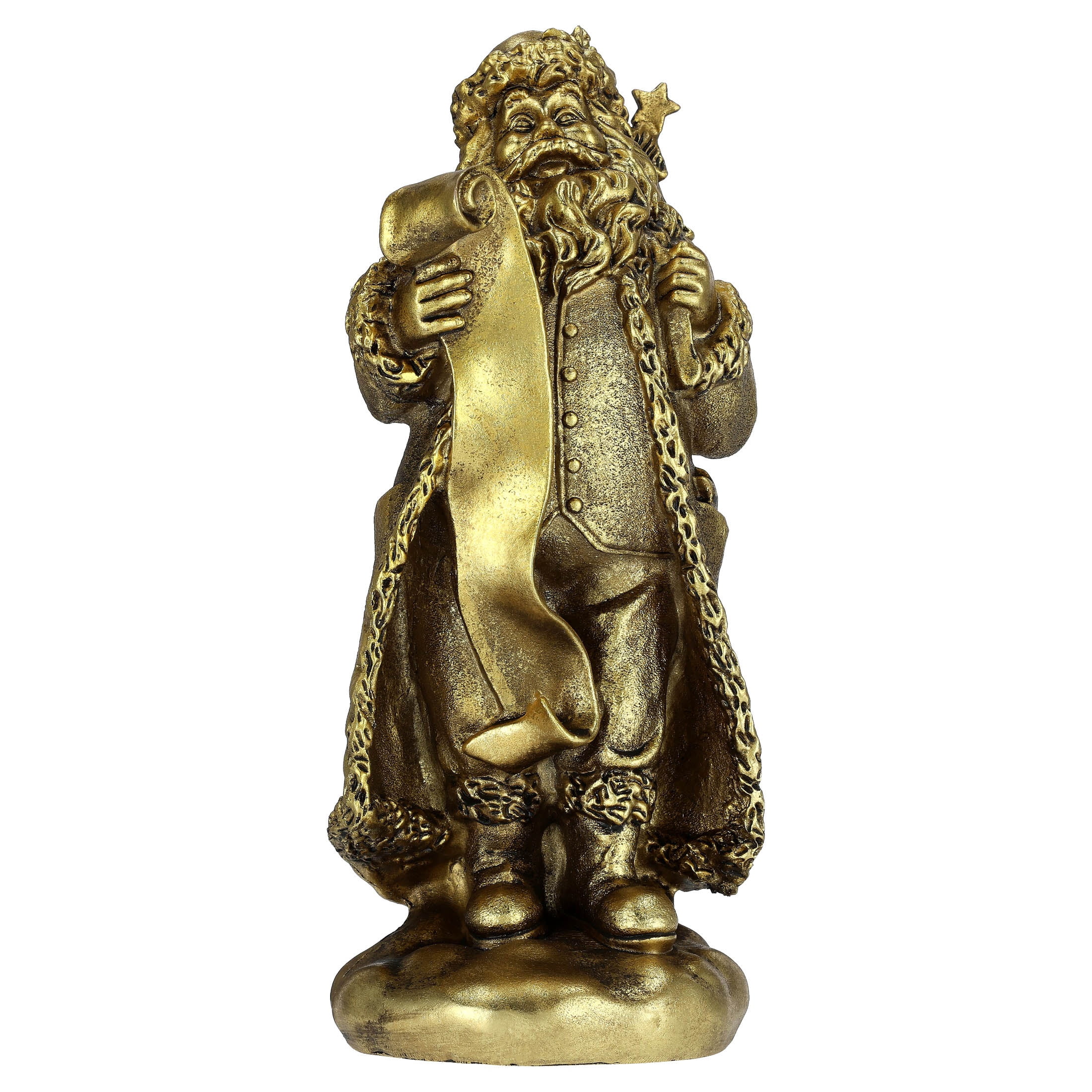 Santa Checks His List Christmas Decoration, Gold, 11.8", by Holiday Time