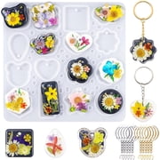 LETS RESIN Keychain Resin Molds Silicone with Hole, 16 Cavities UV Resin Jewelry Pendant Mold for Beginner, Epoxy Resin Molds for Keychain Pendant Jewelry Making