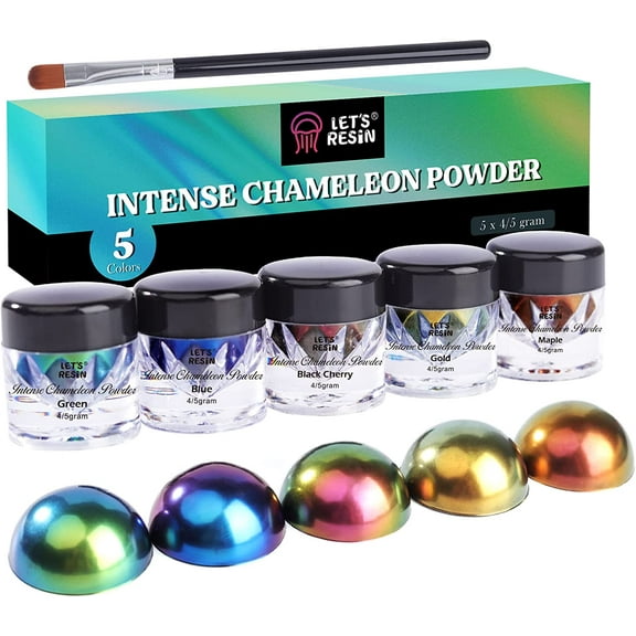 LET'S RESIN Mica Powder,Intense Chameleon Powder, Colorshift Mica Powder for Epoxy Resin Crafts/Tumblers, Chrome Powder Pigment for Chameleon Nail Art/Paints/Soap Making