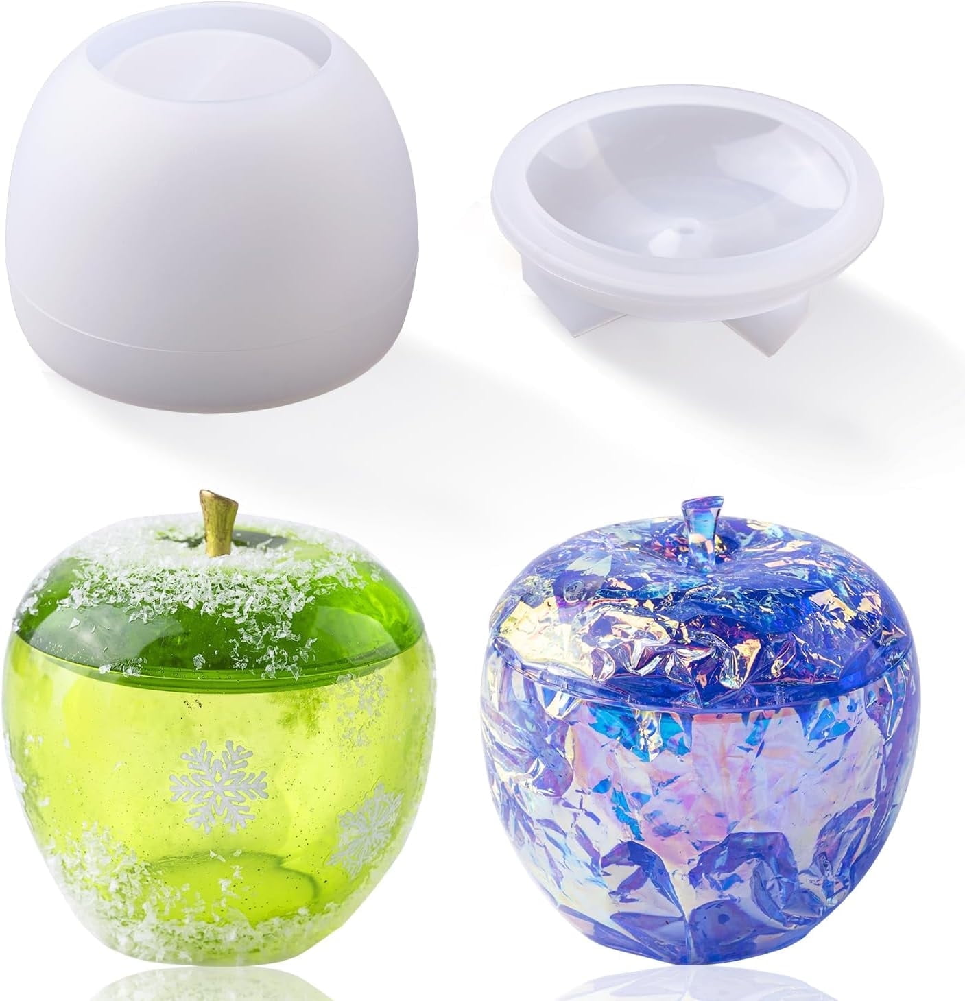 LET'S RESIN Resin Molds Jar, Apple Shaped Life-Size Silicone Jar Molds for Resin with Lid Stem, Fruit Ornaments Epoxy Resin molds for Resin Crafts, Resin Art, Christmas Decor, Gifts