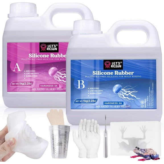 LET'S RESIN Silicone Mold Making Kit 0A, Extra Soft & Elastic Molding Silicone 70.5oz, Liquid Silicone for Mold Making Platinum Cure, Ideal for 3D Silicone Molds, Candle Molds, Soap Molds, Resin Mold