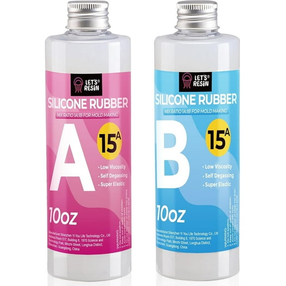 LET'S RESIN 15A Silicone Mold Making Kit-Translucent Silicone Rubber Non-Toxic Liquid Mold Making Silicone-20.46oz Super Elastic Molding Silicone