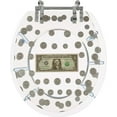 thumbnail image 1 of RESIN TOILET SEAT BIG MONEY DOLLAR, COINS, STANDARD ROUND CHROME HINGE, 1 of 4