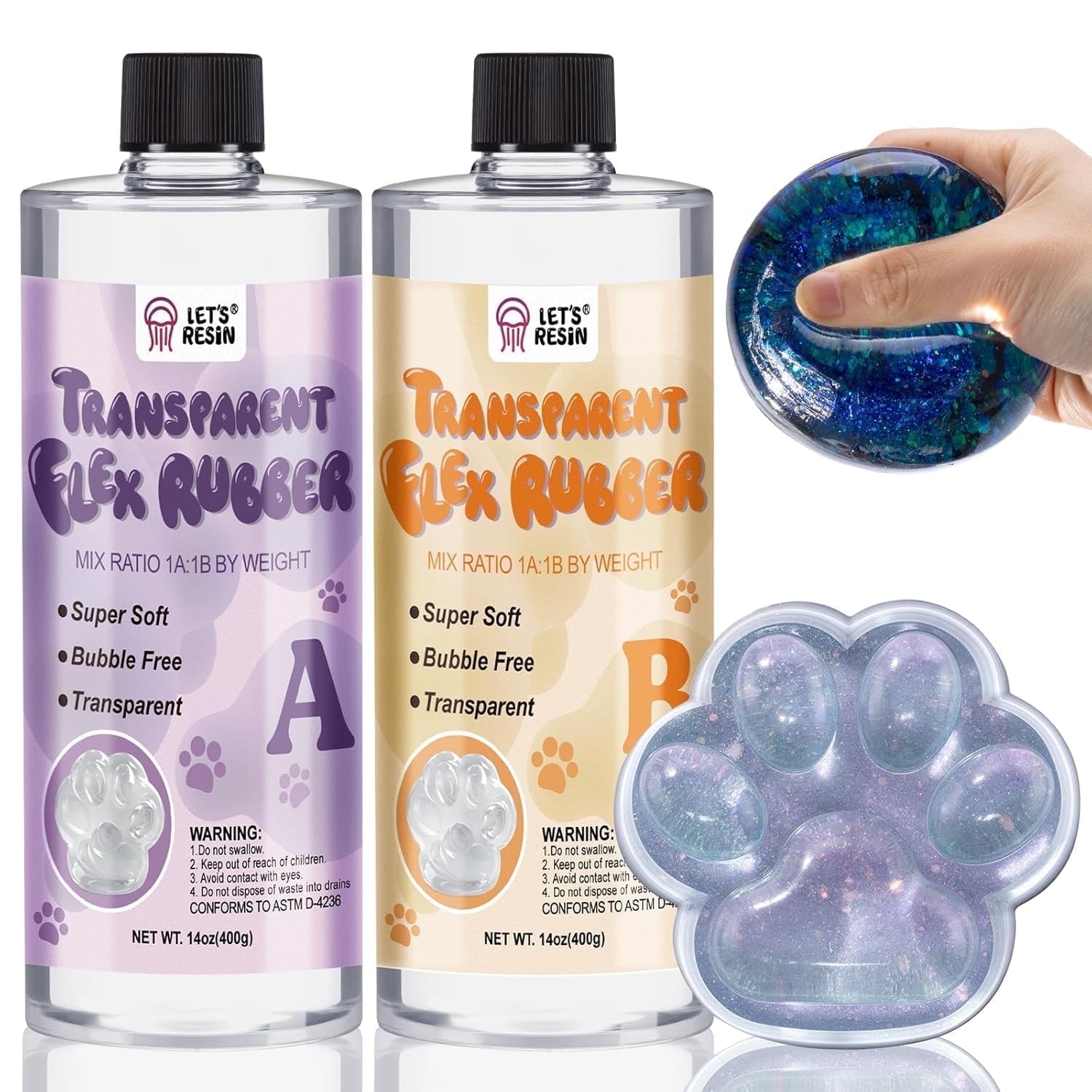 LET'S RESIN Transparent Gel for Taba Squishy, 28oz Super Soft Flex Rubber for Squishy Maker, DIY Decompression Gift for Kids, Adults