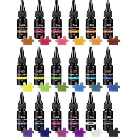 LET'S RESIN UV Resin,18 Dark Colored UV Resin, Odorless & Low Shrinkage UV Color Resin with Vibrant Colors, Black and White UV Resin Kit for Crafts, Jewelry Making, Colored Resin Casting and Coating