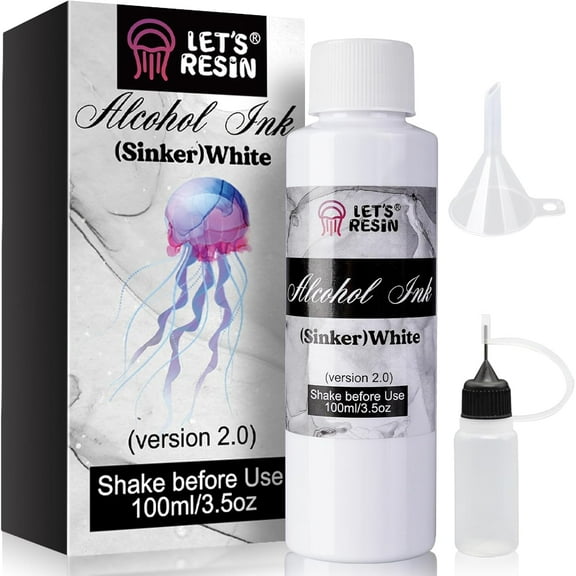 LET'S RESIN White Alcohol Ink for Epoxy Resin, Upgraded White Alcohol Ink 3.5oz/100ml, Alcohol-Based Resin Ink, White Resin Pigment for Resin Petri, Tumblers, Painting, Resin Art