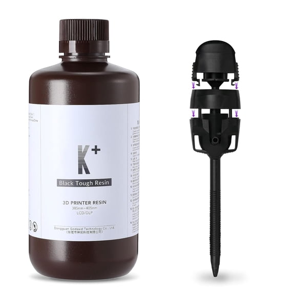 RESIONE K+ ABS-Like Tough 3D Printer Resin, High Strength & Toughness, Precision Sharp Details, Low Water Absorption, Scratch Resistant, Injection-Molded Texture Pure Black-1KG
