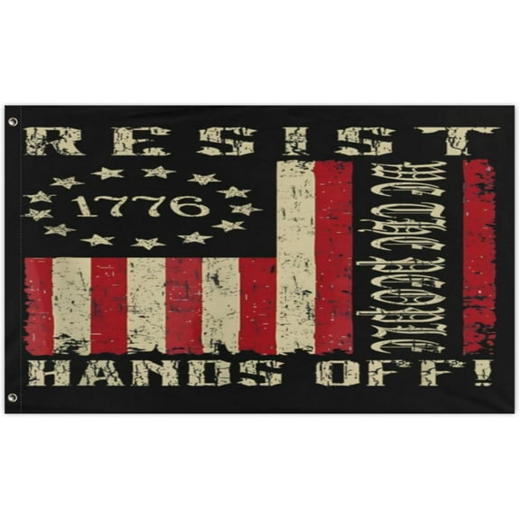RESIST 1776 HANDS OFF RESIST 1776 HANDS OFF Flag 3x5 Ft New for Outdoor Indoor Holiday House Decoration Yard Garden Gift Banner