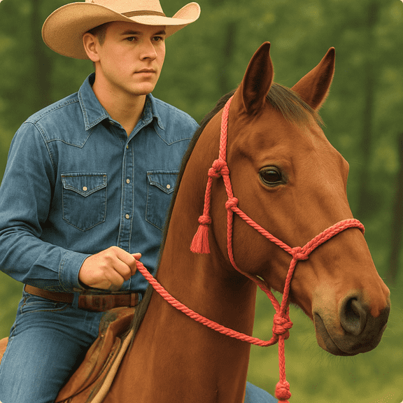 Resistance Mule Tape Halter with 10ft Lead – Adult Nylon Horse Halter, Available in Multiple Colors (Black, Purple, Red, White)