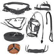 Resistance Full Size Horse Driving Harness Set   Cow Softy Leather Includes Bridle & Reins, Buckle Fastener   Black Diplomat