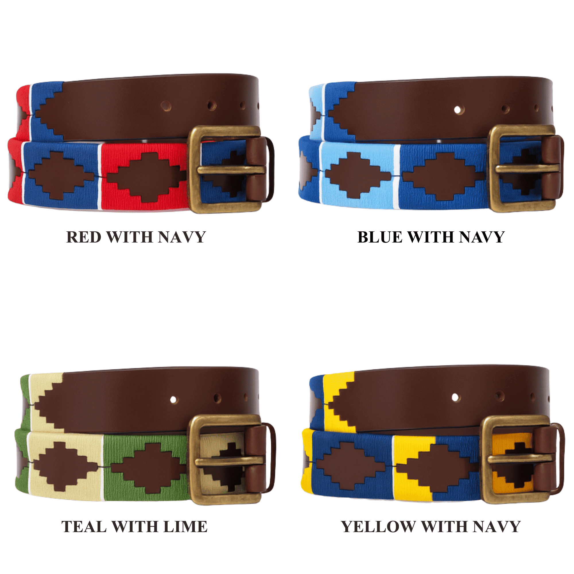 Resistance Polo Belt for Men | Hand Stitched Leather Belt With Colorful Embroidery | Gaucho Style Belt 1.5 Wide