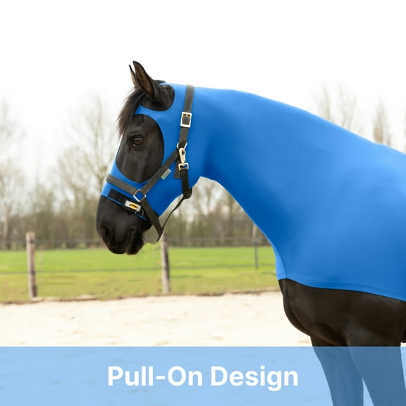 Resistance Horse Hood Pull-On with Face & Forelock Saver, Lycra Material, All Season, Small - Xlarge sizes