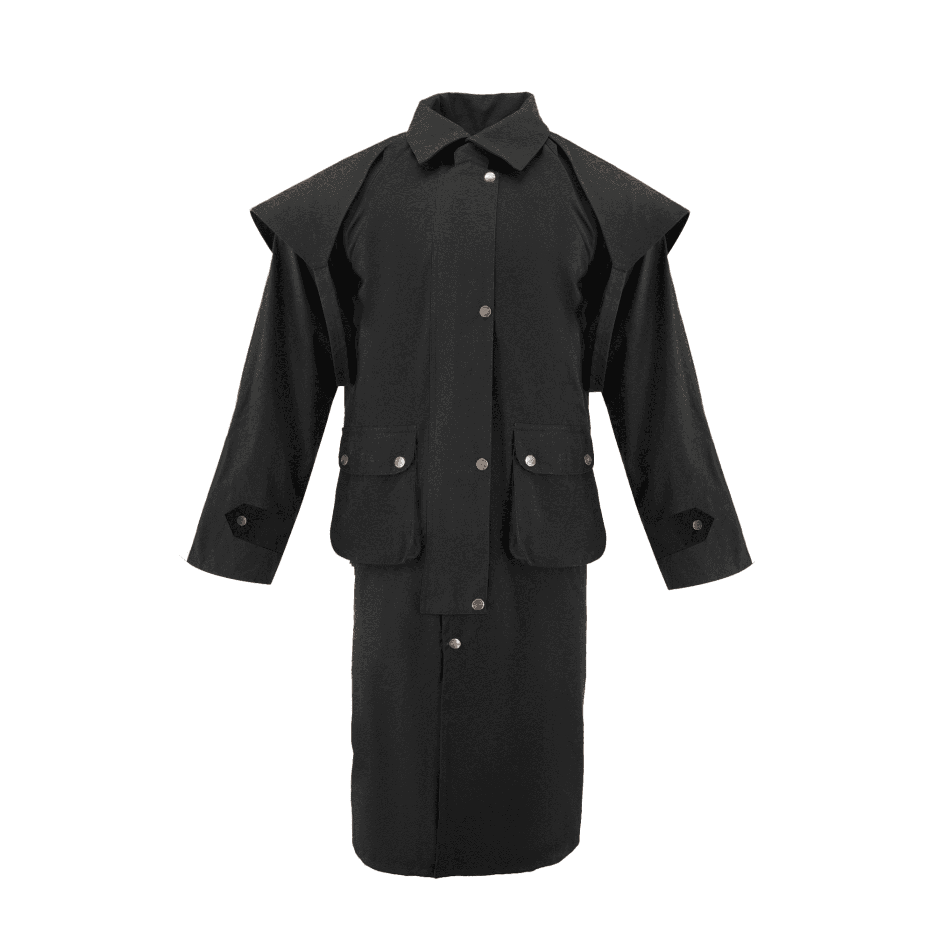 RESISTANCE Premium Long Oilskin Black Mens Duster Coat For Outdoor