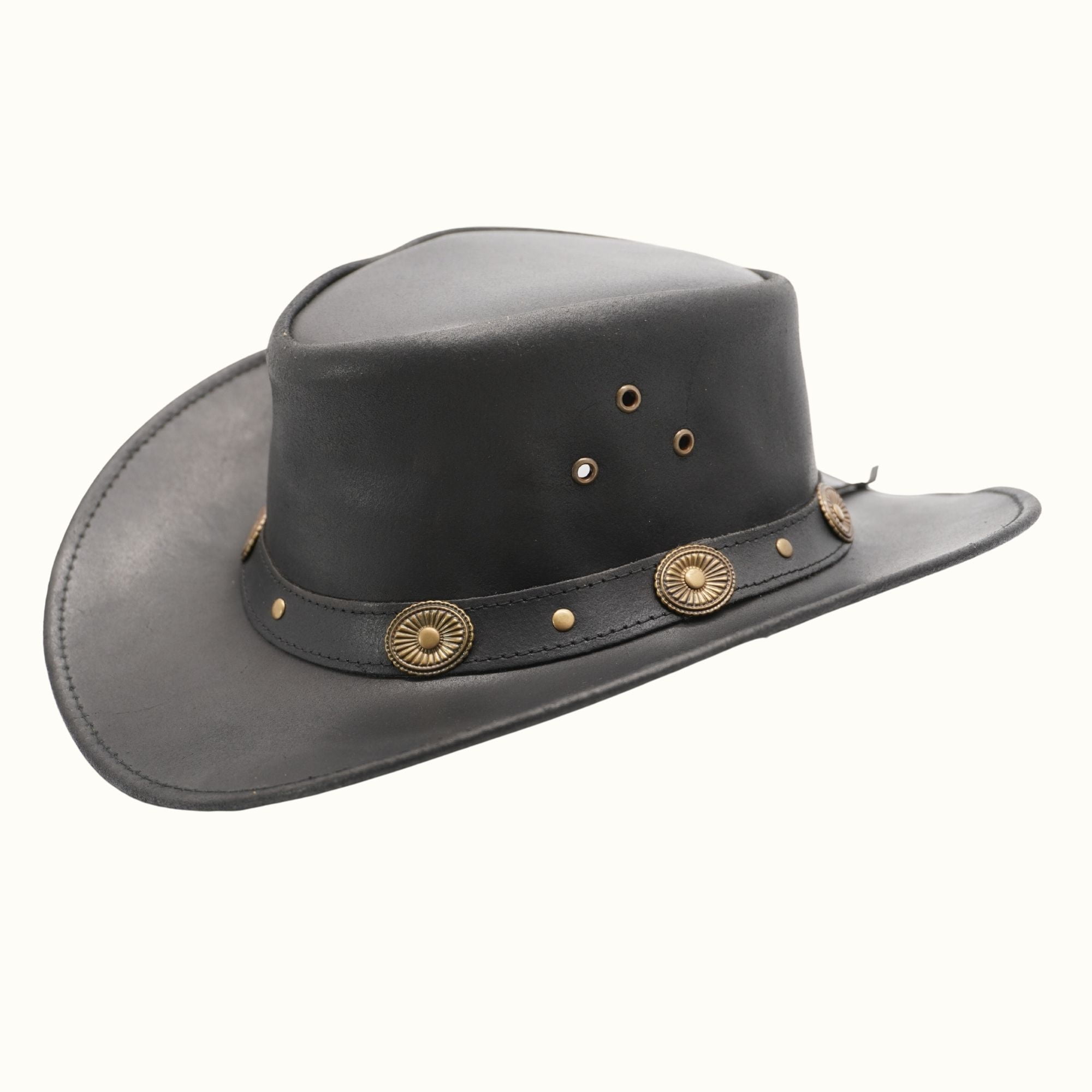 1582 Showerproof Outback Hat Also Worn As Leather Cowboy Hat, Australian Aussie Western Cowboy Leather Outback Bush Hat Brown  main image 2