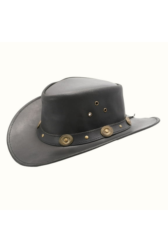 Showerproof Unisex Australian Style Leather Cowboy Hat | Western Outback Hat for Men & Women