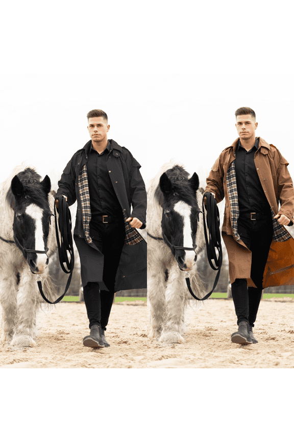 Unisex Oilskin Duster Coat Lightweight Waterproof Western Workwear