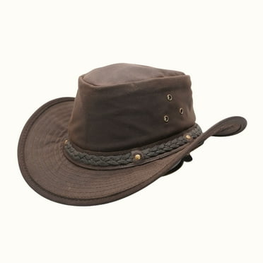 RESISTANCE Western Oilskin Cowboy Hat Grain Cow Leather with Buffalo Conchos Hat Band