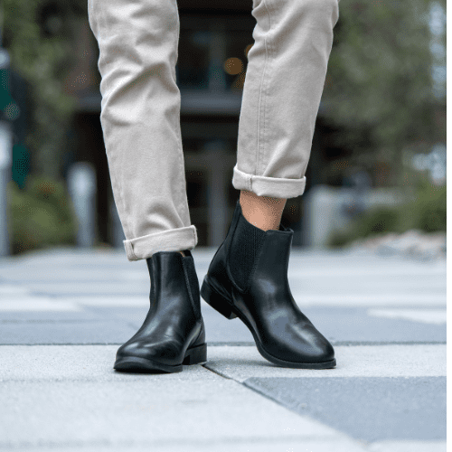 RESISTANCE Women s Black Chelsea Boots Leather Low Heel Ankle Boot Shaft Walmart