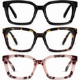 thumbnail image 1 of RESJOK 3 Pack Tortoiseshell Reading Glasses  Blue Light Blocking Readers Oversize Oprah Square Anti Glare Reading Glasses for Women & MenEyestrain Spring Hinge Trending Eyeglasses Lightweight, 1 of 8
