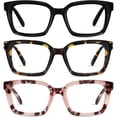 thumbnail image 1 of RESJOK 3 Pack Tortoiseshell Reading Glasses  Blue Light Blocking Readers Oversize Oprah Square Anti Glare Reading Glasses for Women & MenEyestrain Spring Hinge Trending Eyeglasses Lightweight, 1 of 8