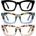 thumbnail image 1 of RESJOK Oprah Style Reading Glasses 3 Pack Blue Light Blocking Square Fashion Readers with Spring Hinge Computer Eyeglasses for Women High Quality Adjustable Daily Handy, 1 of 8
