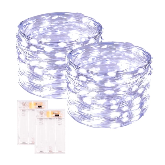 RESNICE 2 Pack 33FT Battery Operated Fairy Lights, Waterproof 100LED Copper Wire String Lights with Timer, Indoor Outdoor Twinkle Lights for Bedroom, Christmas Tree, Wedding, Party Decor