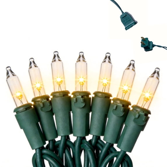 RESNICE 52ft Mini Clear Christmas Lights 200LED Warm White Connectable Green Wire with Spare Fuses and Bulbs for Outdoor Indoor Holiday Christmas Tree Patio Party Home Decor