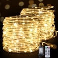 thumbnail image 1 of RESNICE Connectable Plug-in LED Rope Lights, 2 Pack 33FT 100LED Total 66FT 200LED, Waterproof 8 Modes Remote Warm White String Lights, Indoor Outdoor Decor for Patio Backyard Garden Home, 1 of 8