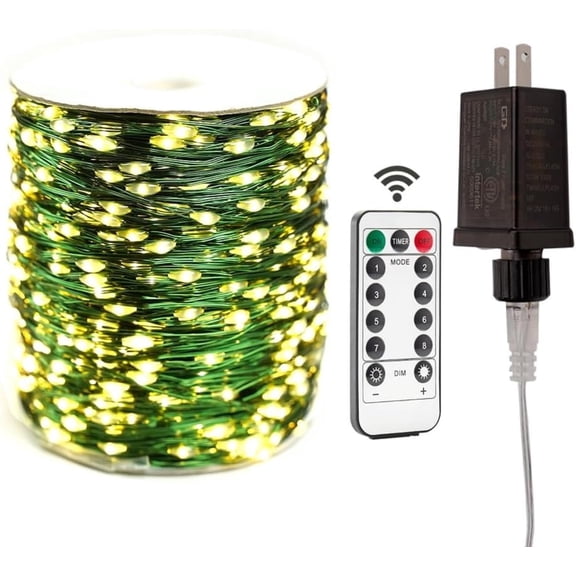 RESNICE Green Wire Fairy Lights Plug in 660FT High Bright 2000 LED Waterproof LED String Lights with Remote Warm White for Christmas Tree, Patio, Garden, Backyard