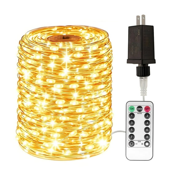 RESNICE Plug in Fairy Lights 100FT 300 LED Waterproof Silver Wire LED Twinkle String Lights with Remote for Living Room Bedroom Patio Porch Garden Christmas Tree Wedding