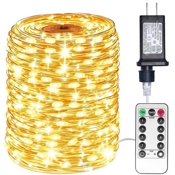 RESNICE Plug in Fairy Lights 66FT 200 LED Waterproof Silver Wire LED Twinkle String Lights with Remote for Living Room Bedroom Patio Porch Garden Christmas Tree Wedding