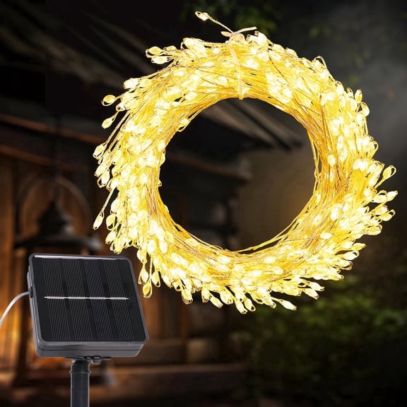 RESNICE Solar Powered Firecracker Fairy String Lights, 20FT 200 LED, 8 Modes Waterproof Copper Wire, Outdoor for Patio Balcony Wedding Christmas Garden Home