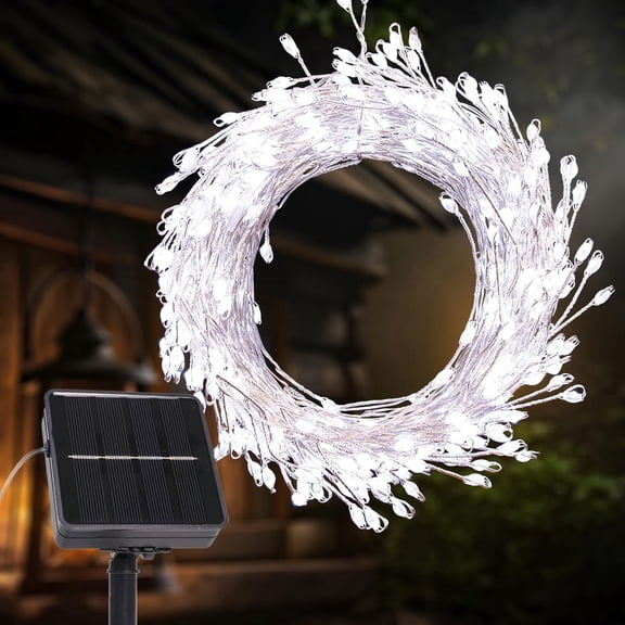 RESNICE Solar LED String Lights 20FT 200LED Solar Powered Waterproof 8 Modes Copper Wire Firecracker Fairy Lights Outdoor Decor for Patio Balcony Wedding Christmas Garden Home