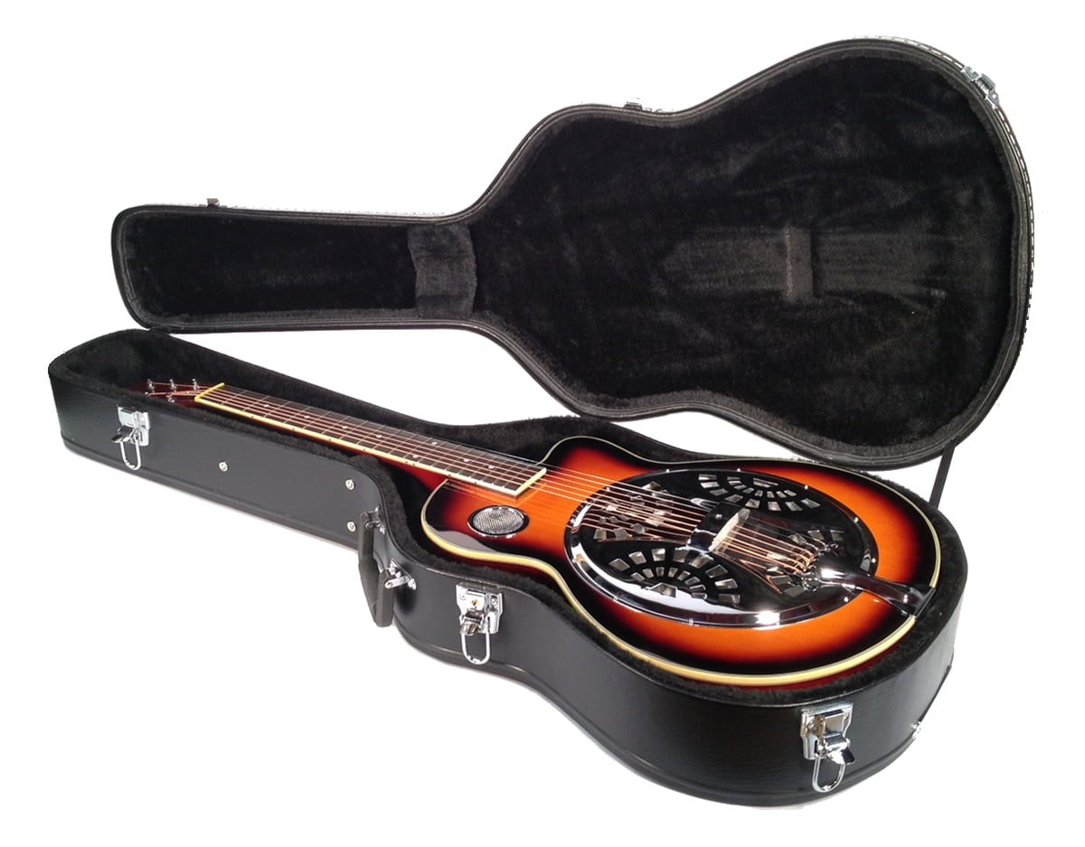 RESONATOR GUITAR in HARD CASE Acoustic Electric Steel Pan SAPELE Bluegrass Blues