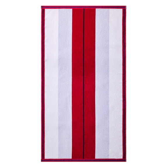 Better Homes & Gardens Coastal Resort Cotton Blend Beach Towel, 40 x 72 in, Red & Navy