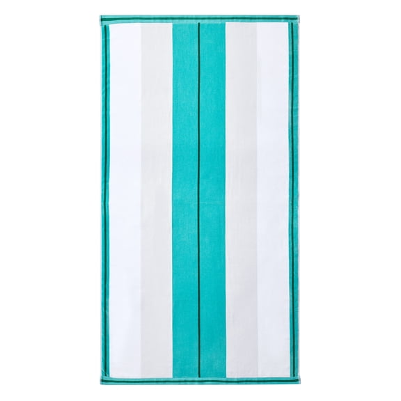Better Homes & Gardens Coastal Resort Cotton Blend Beach Towel, 40 x 72 in, Aqua & Green