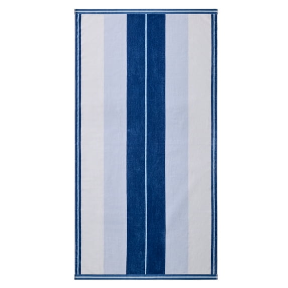 Better Homes & Gardens Coastal Resort Cotton Blend Beach Towel, 40 x 72 in, Light Blue