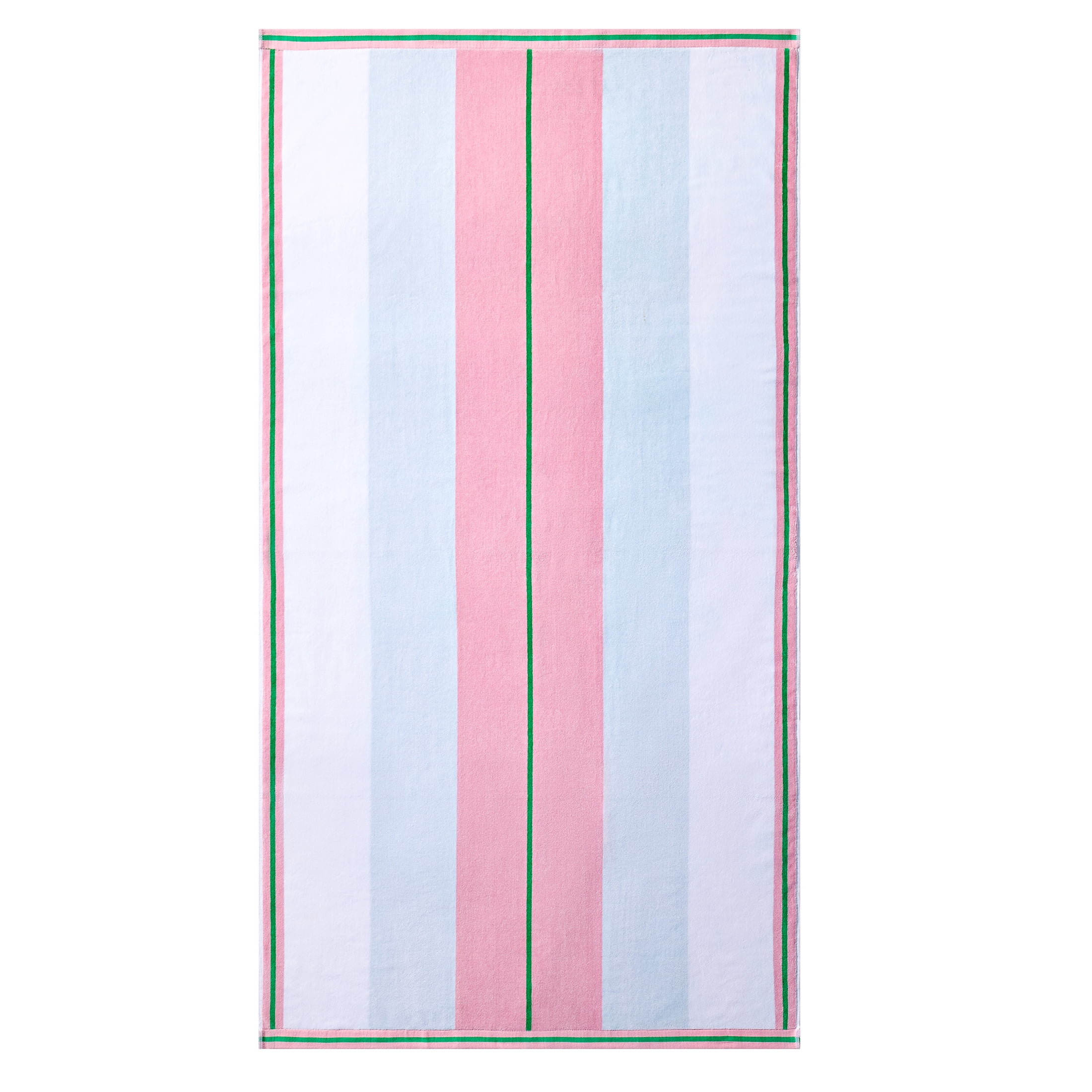 Better Homes & Gardens Coastal Resort Cotton Blend Beach Towel, 40 x 72 in, Pink & Green