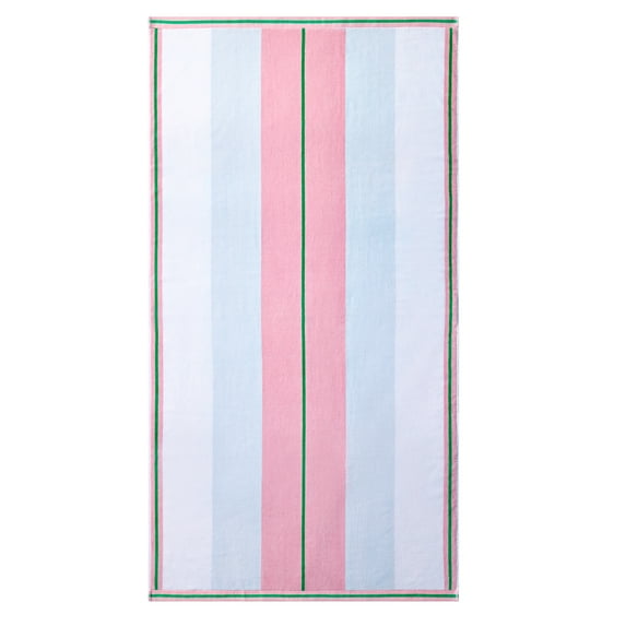 Better Homes & Gardens Coastal Resort Cotton Blend Beach Towel, 40 x 72 in, Pink & Green