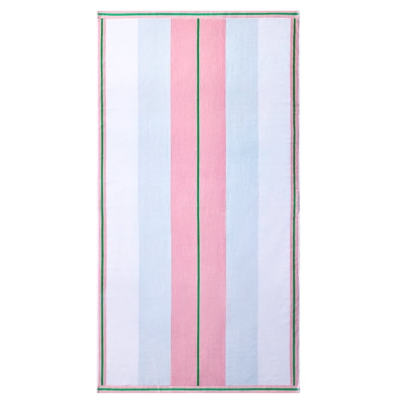Better Homes & Gardens Coastal Resort Cotton Blend Beach Towel, 40 x 72 in, Pink & Green