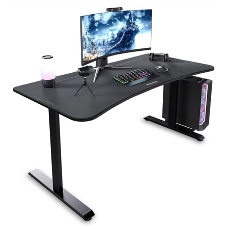 RESPAWN 1063 Gaming Desk with Cable Management - 63 Inch Ergonomic Full Computer Desk Mouse Pad, Sturdy Home Office Workstations, Laptop PC Console Gamer Table, Wooden Study Table for Bedroom - Black