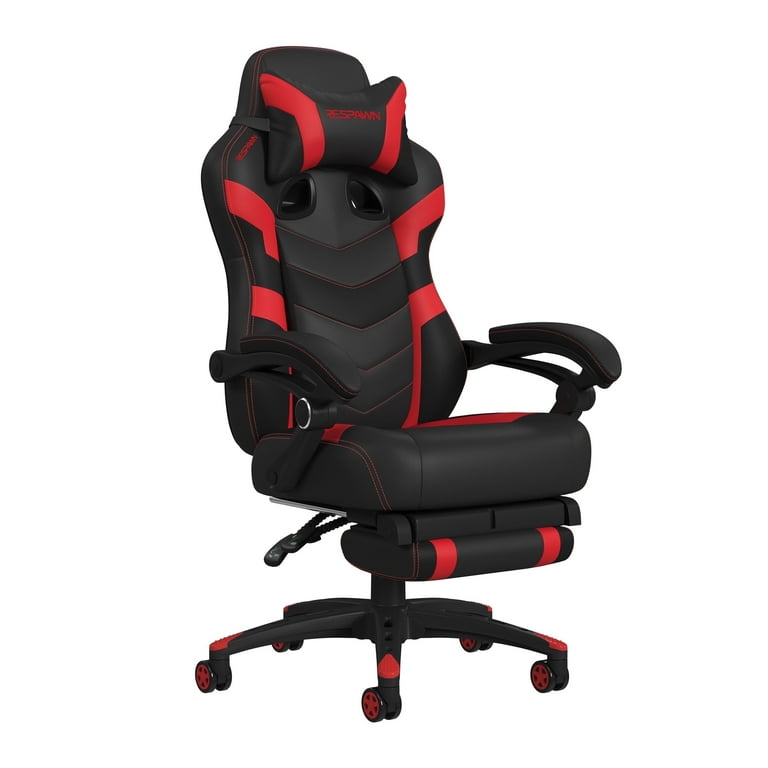 RESPAWN 110 Pro Red Gaming Chair Reclining Adjustable Footrest Headrest Pillow Walmart