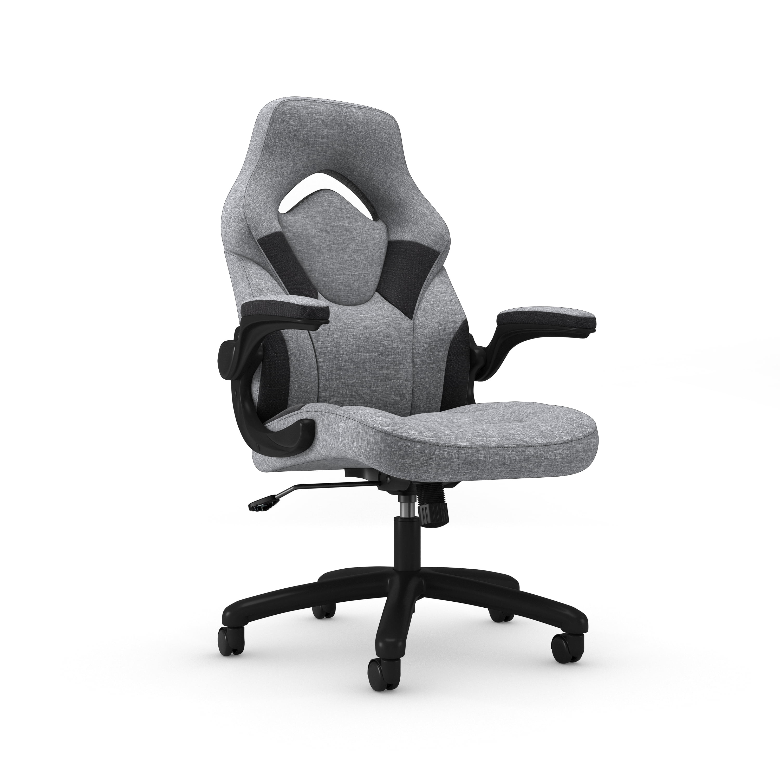 RESPAWN 3085 Ergonomic Gaming Chair for Adults, High Back Office Chair with Headrest and Flip Up Arms, Leather Racing Style Gaming Seat with Lumbar Support, Vdeo Game Computer Desk Seat - Gray Fabric