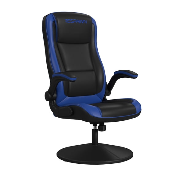 RESPAWN 800 Swivel Rocker Gaming Chair - Ergonomic Floor Gaming Seat with Lumbar Support, Flip Up Armrest, High Back, Pedestal Base, Comfortable No Wheels Console Video Game Rocker Chair - Blue